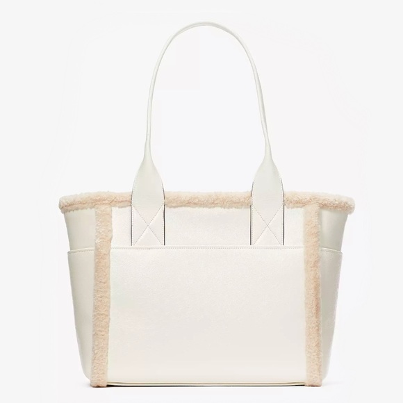 ♠️Kate Spade Jett Shearling Trim Large Tote Bag, Meringue White NWT - Picture 3 of 9